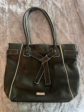 Tahari Black Tote with White Contrast Trim